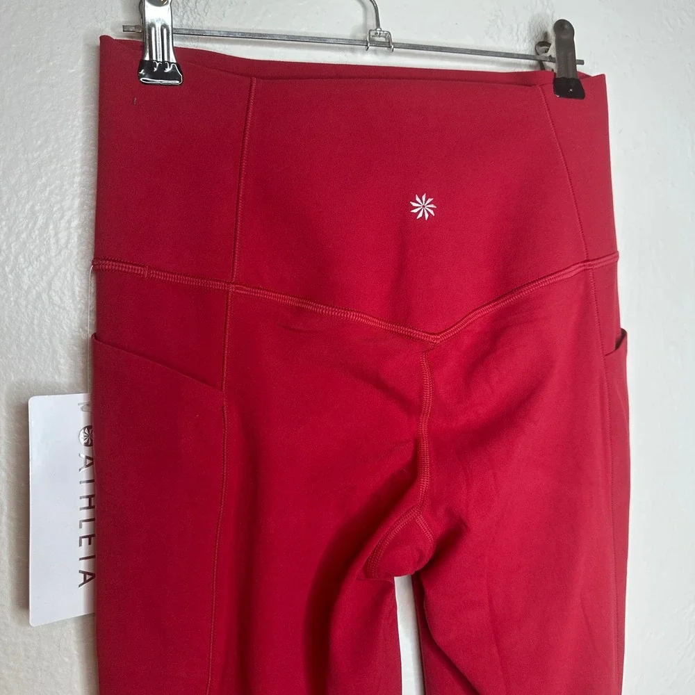 Athleta Salutation Stash Tight Red High Rise Yoga Leggings Powervita Small NWT - Picture 6 of 10